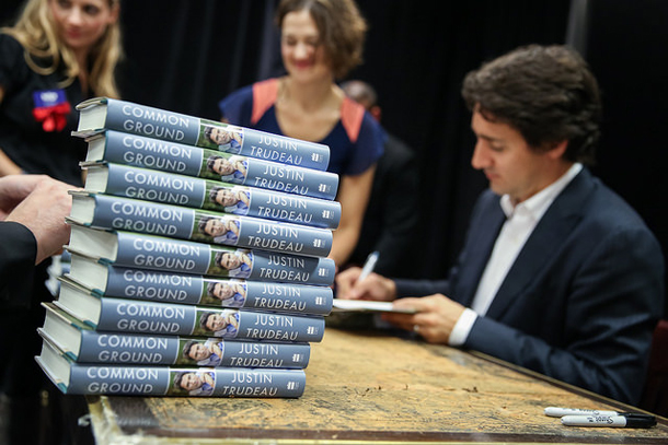 Justin Trudeau signs his autobiography, Common Ground