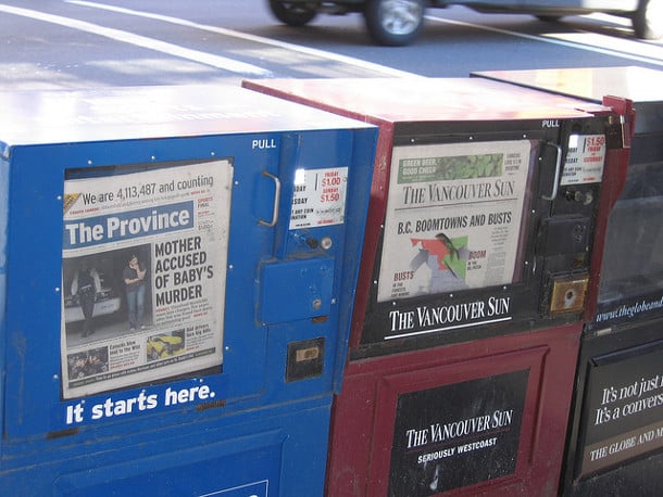 The Province and Vancouver Sun boxes
