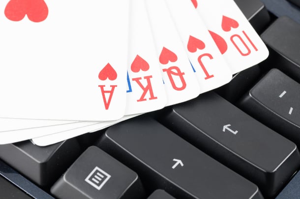 Cards on a keyboard