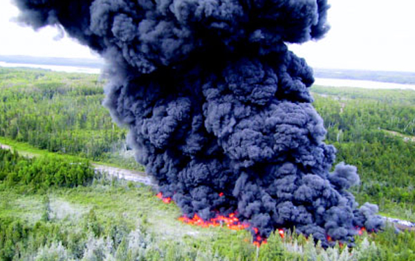 Controlled burn of an Enbridge pipeline