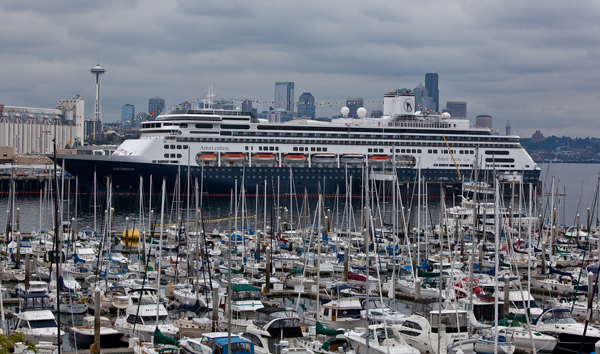 Holland America cruise ship docked in Seattle