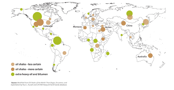 Map of unconventional oil reserves