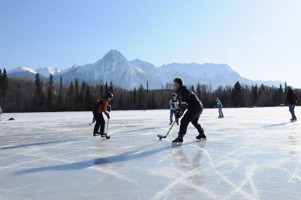 Hockey players in Hazelton, BC
