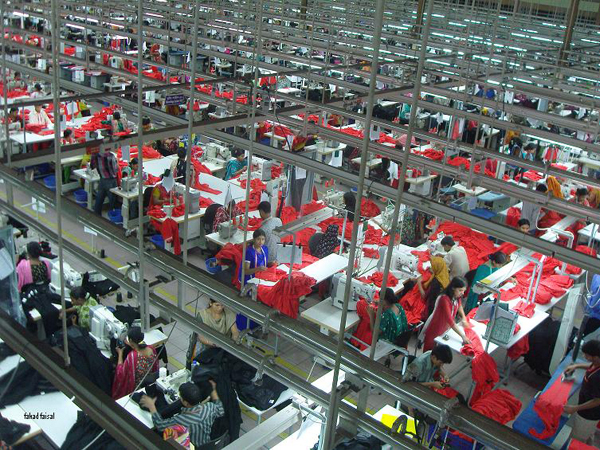 Interior of a garment factory in Bangladesh