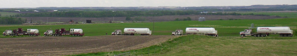 Fracking trucks in Alberta