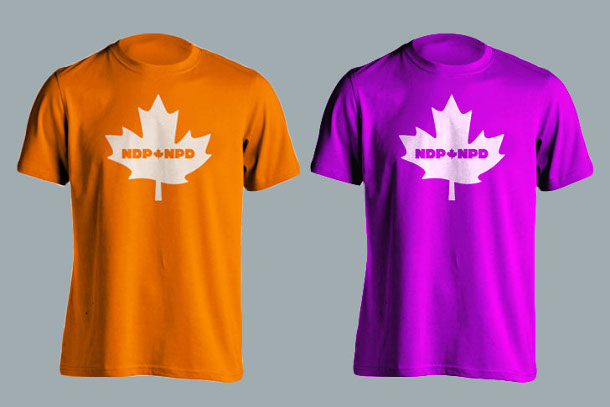 NDP orange and purple shirts