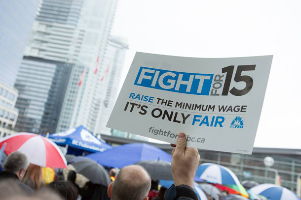'Fight for 15' sign