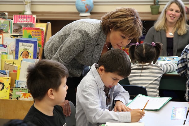 Christy Clark in a classroom