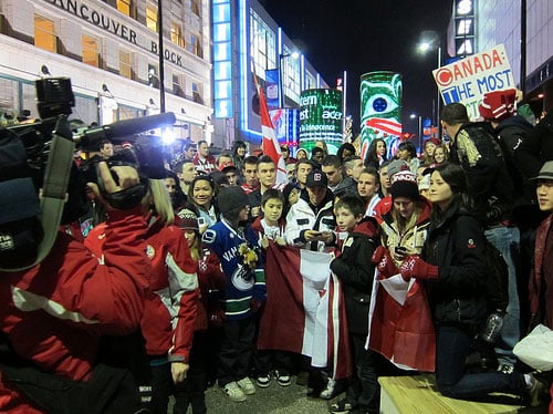 Olympics, downtown crowd, fans