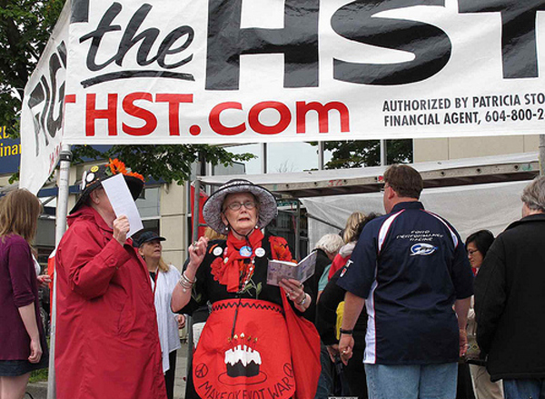 Old woman protesting HST