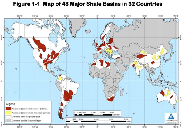582px version of Map of major shale gas basins