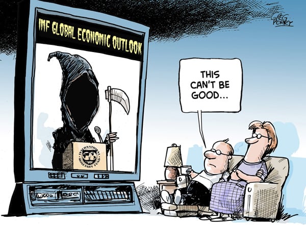 Global economic outlook cartoon