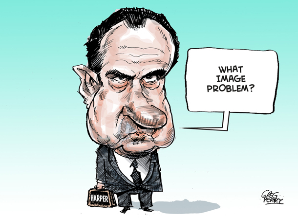 Cartoon of Harper as Richard Nixon