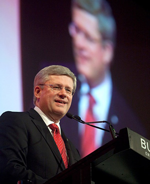 Harper makes a speech