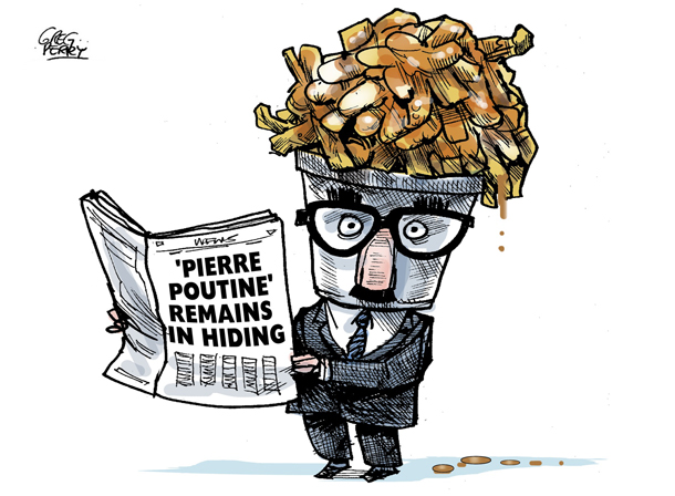 Cartoon about 'Pierre Poutine'
