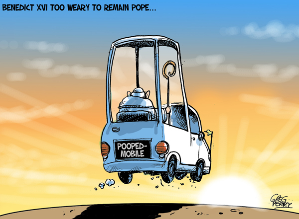 Cartoon about Pope Benedict's retirement