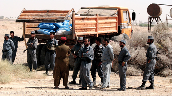 Dump truck transporting seized opium.