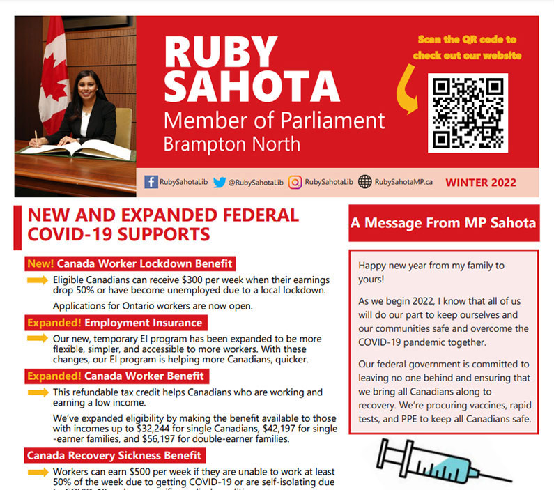 A newsletter for MP Ruby Sahota.