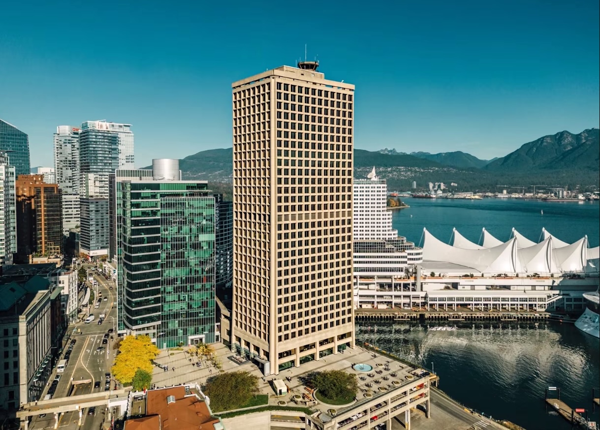 An archival photo of Granville Square tower on Vancouver&rsquo;s waterfront.