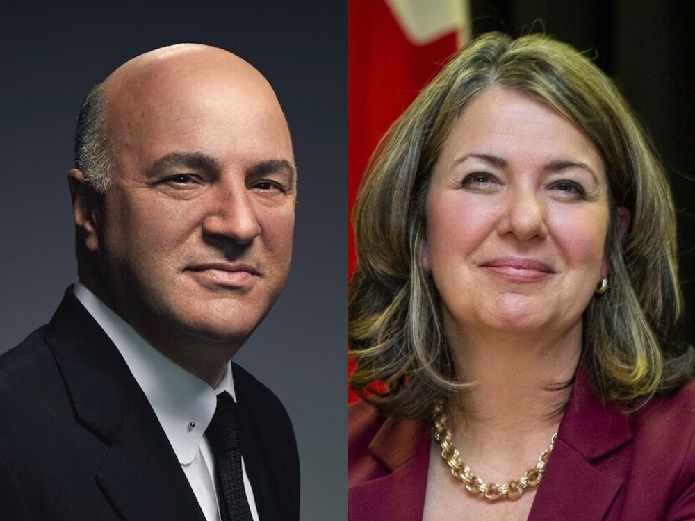 A diptych shows Kevin O&rsquo;Leary on the left and Danielle Smith on the right.