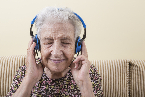 Lady listening to music