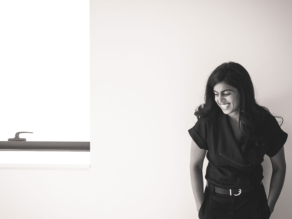 A black and white photo of UBC professor Dr. Ayesha Chaudhry.