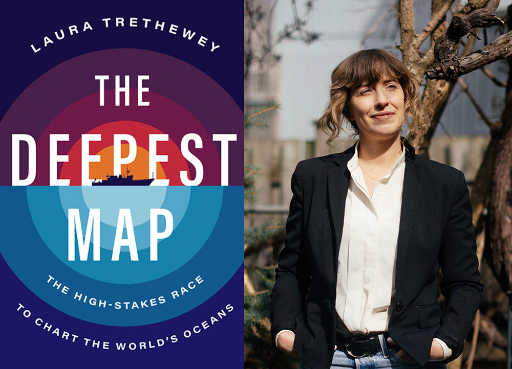 On the left, a photo of author Laura Trethewey. On the right, the cover of &lsquo;The Deepest Map.&rsquo; 