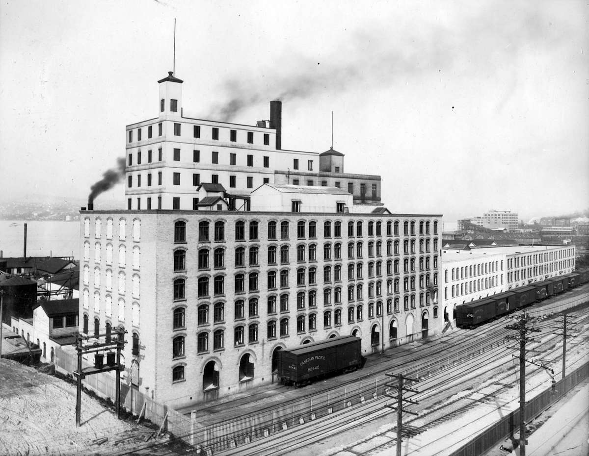 1900 年代初拍攝的照片顯示了 BC 糖精煉有限公司的外觀。