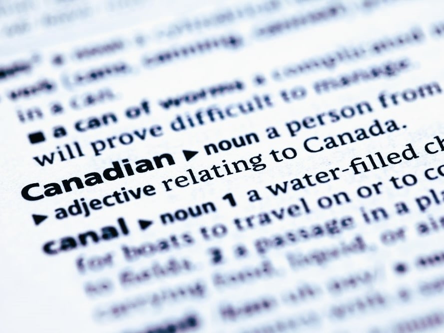 A page in a dictionary showing the word ‘Canadian’ and a definition.