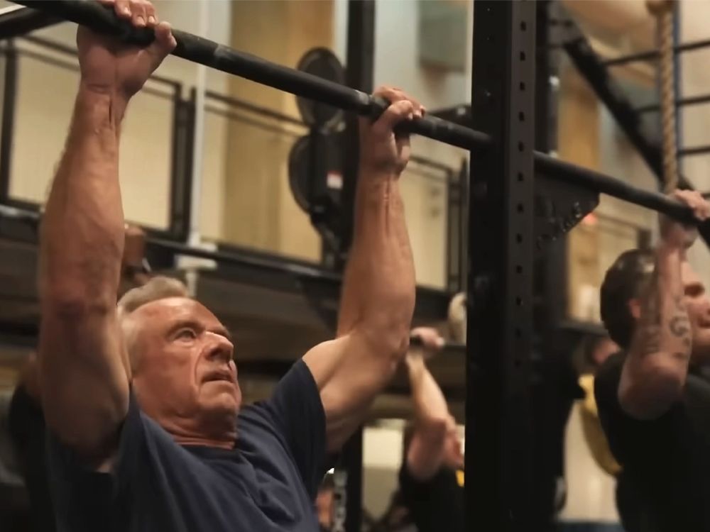Robert Kennedy Jr. and Pete Hegseth do pull-ups in the basement of the Pentagon.