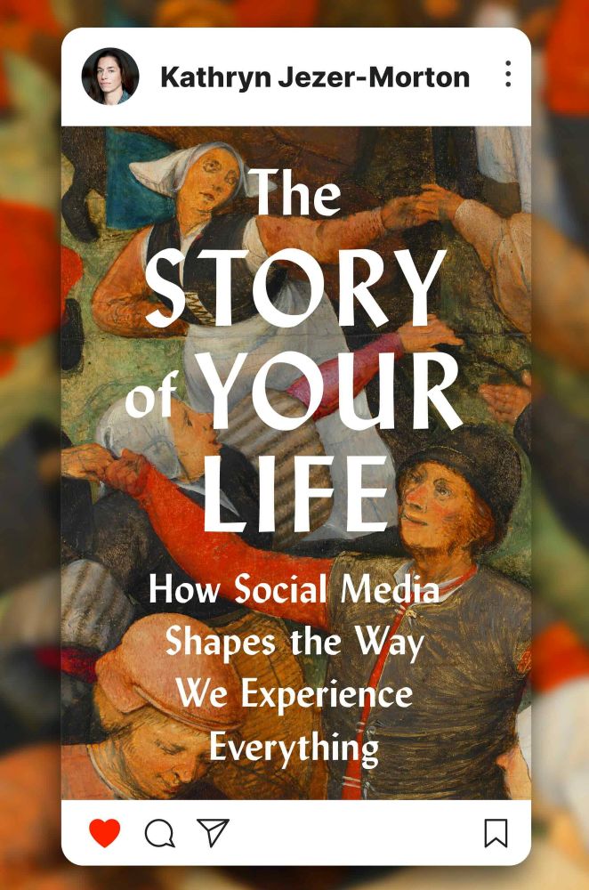 The book cover image for The Story of Your Life features a detail of an old painting of people holding hands; it is set in a rectangular shape reminiscent of an Instagram post.