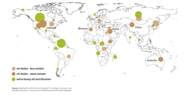 Map of unconventional oil reserves
