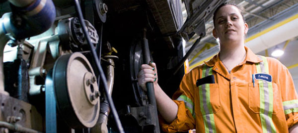Female bus mechanic