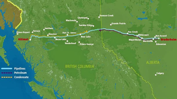 Map of Northern Gateway pipeline
