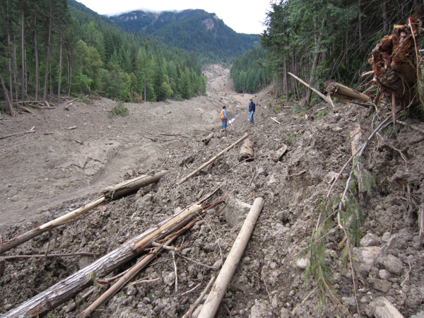 Johnsons Landing landslide path