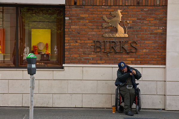 582px version of Begging in front of a Victoria jewellery store