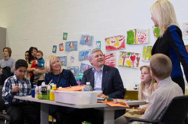 Stephen Harper promoting the Universal Child Care Benefit
