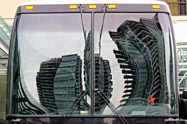 Bus window reflection