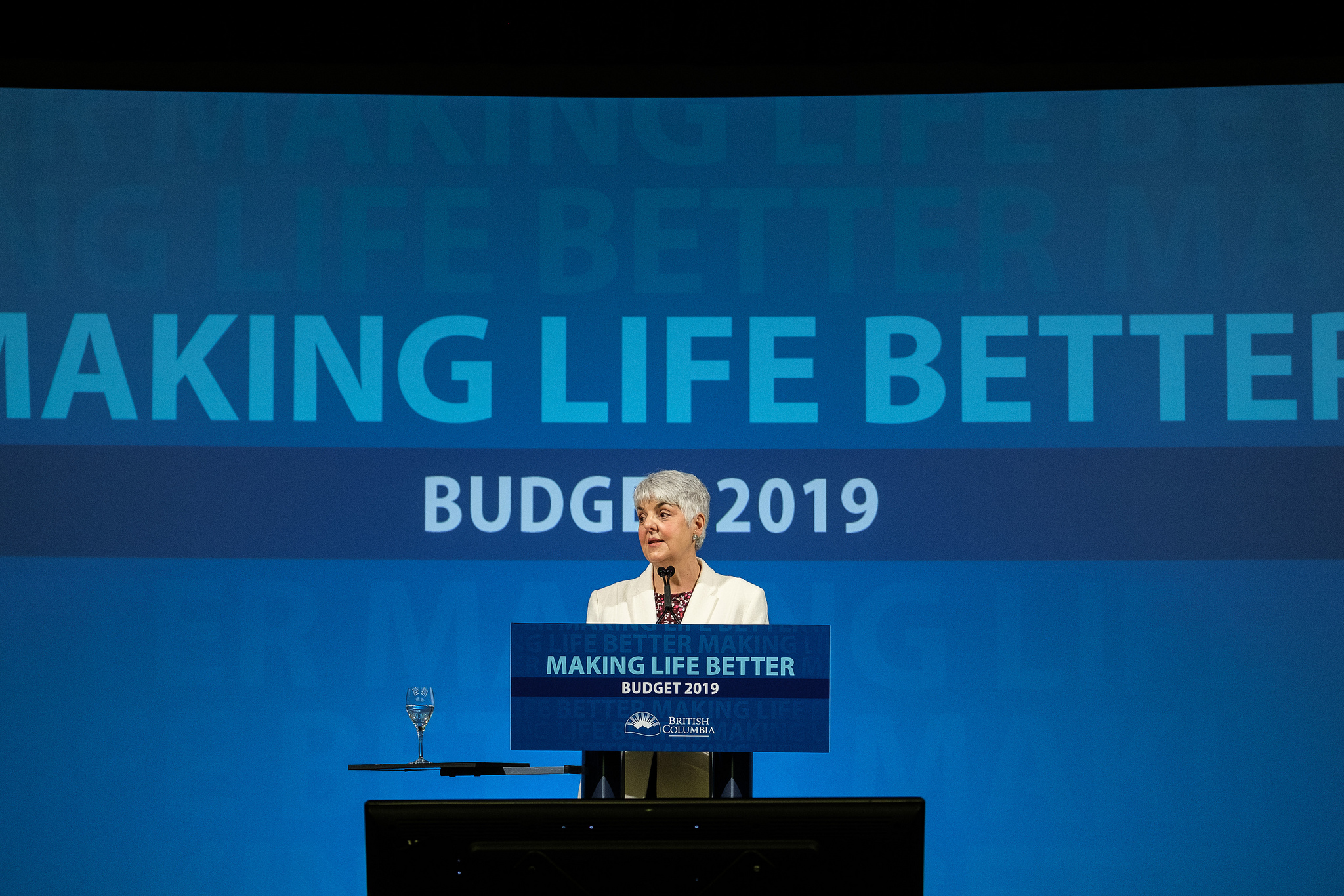Carole James presenting B.C. budget