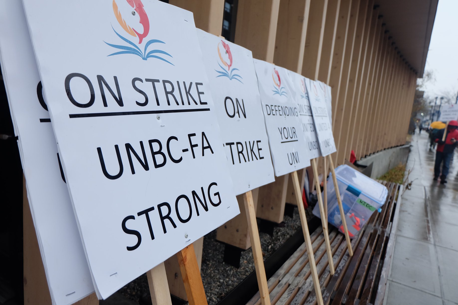 UNBC strike signs