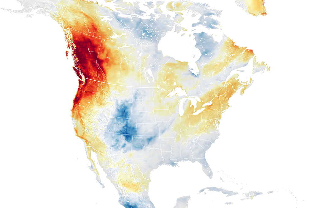 A map of North America shows a hot spot over the Pacific Northwest.