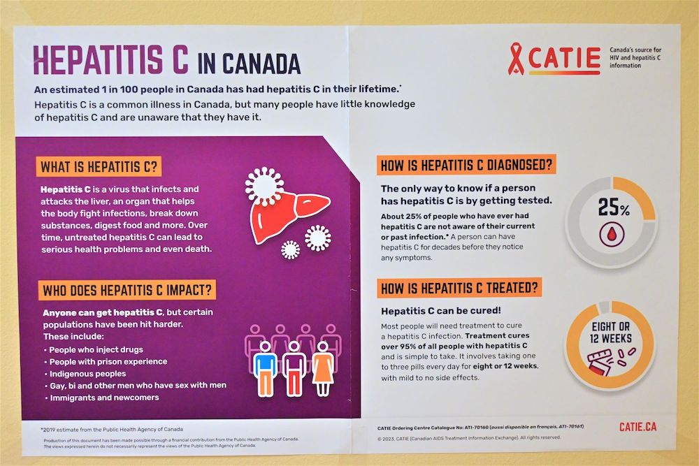 A poster in Dr. Conway’s office shares information about Hep C.