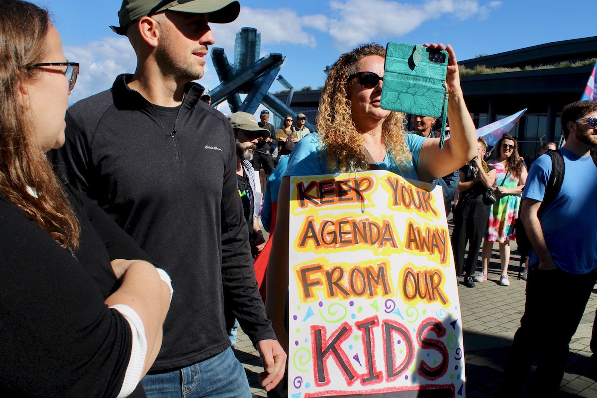 A sign at the Vancouver ‘1 Million March 4 Children’ reads ‘Keep your agenda away from our kids.’