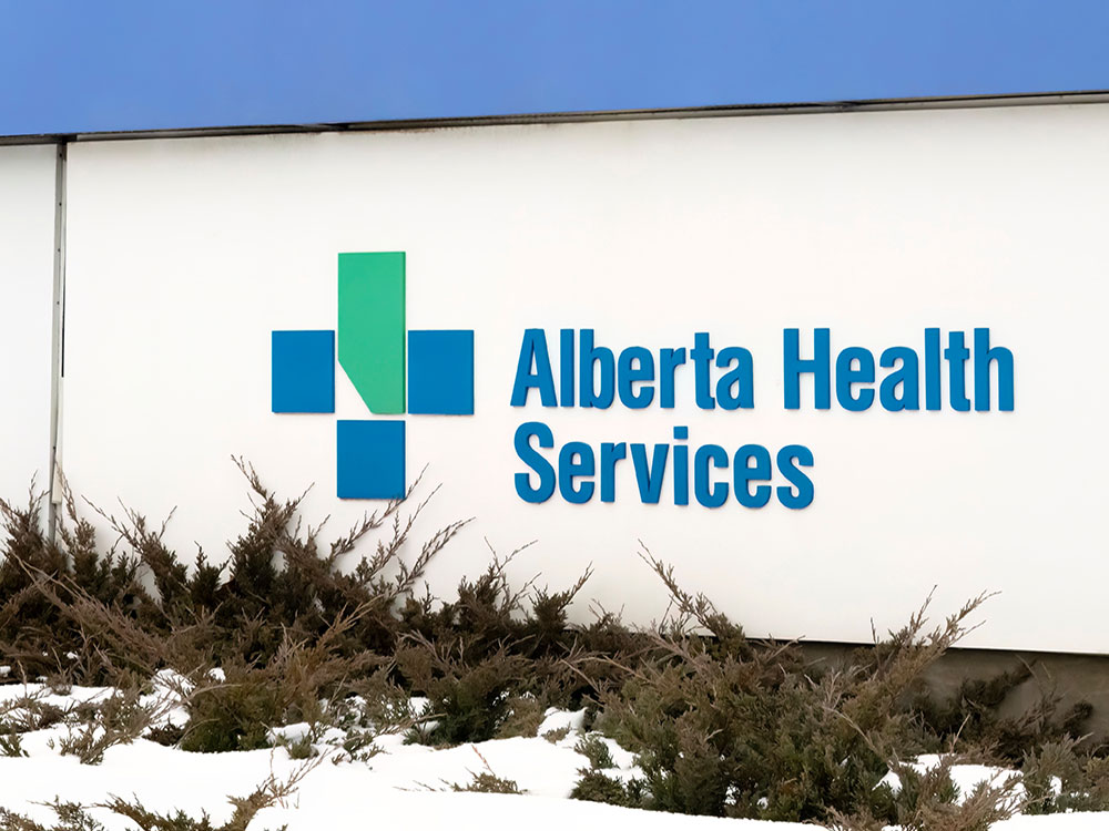 An Alberta Health Services sign.