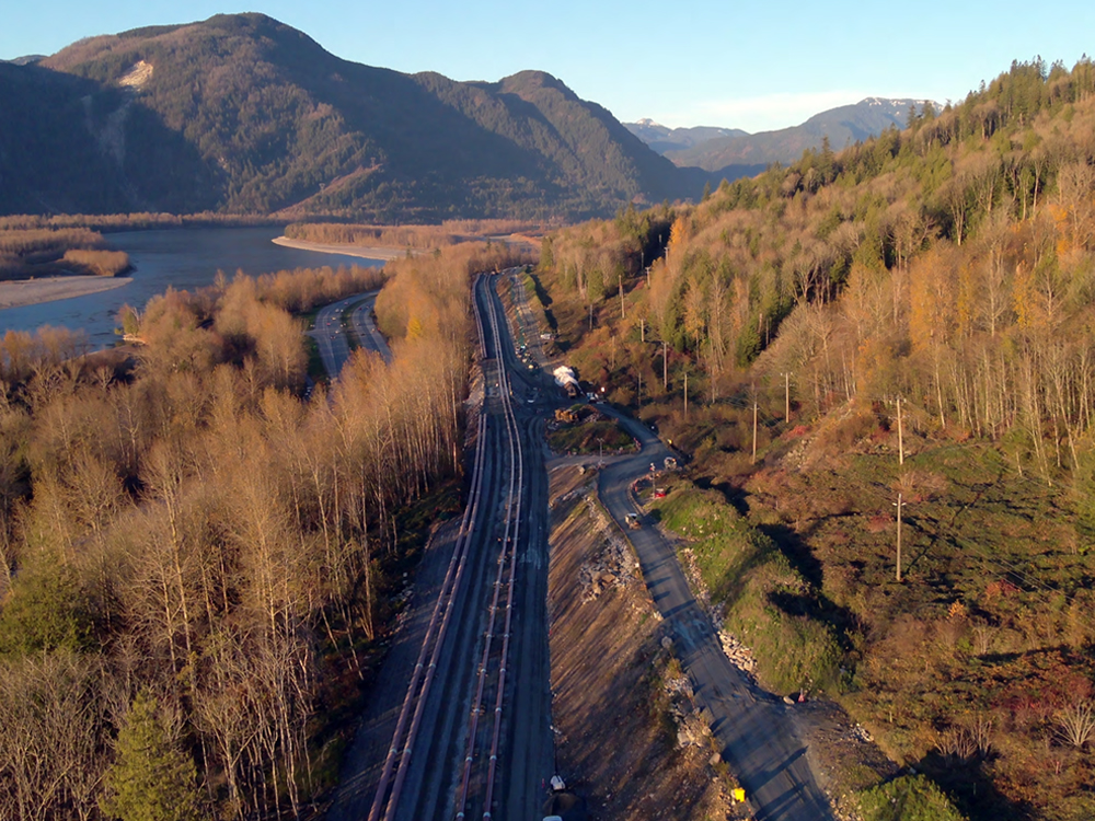 An aerial shot of the Mountain 3 section of the Trans Mountain pipeline expansion route.