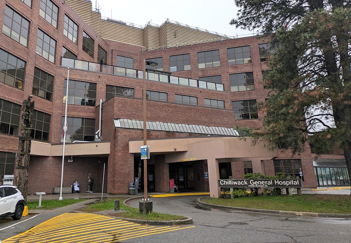 Chilliwack General Hospital, a four-storey brick building. 
