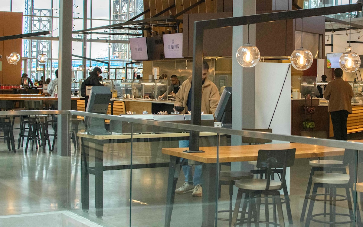 The interior of a cafeteria at Simon Fraser University.
