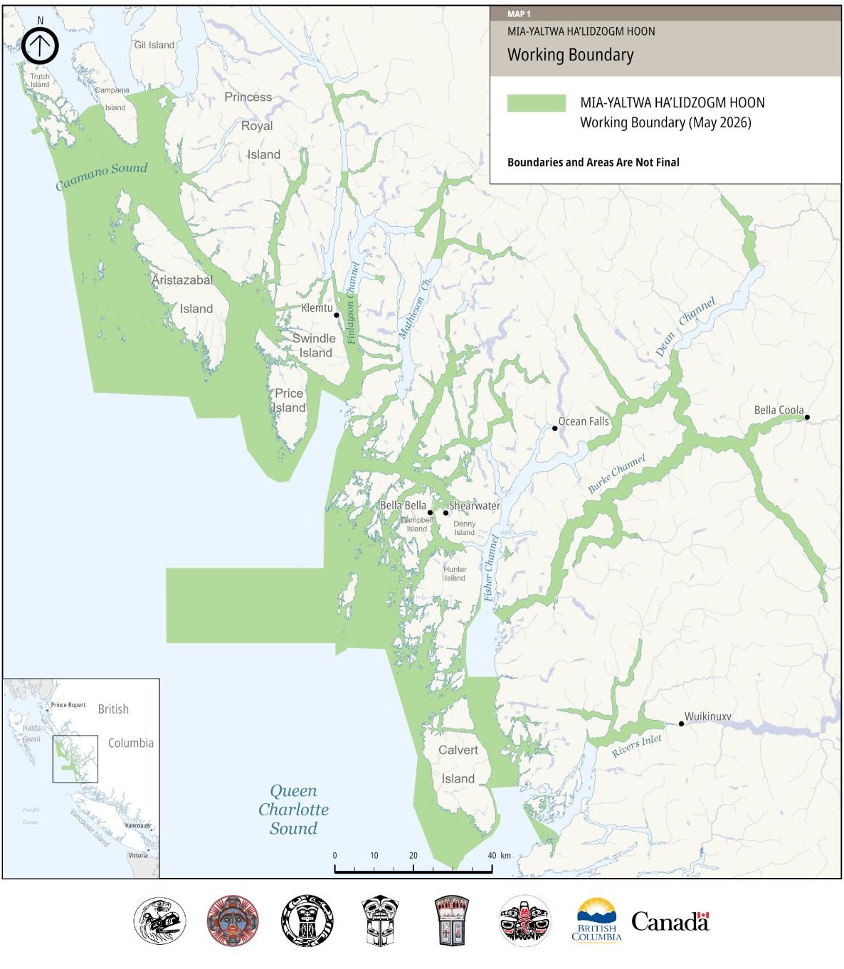 A map of British Columbia&rsquo;s Central Coast is marked with green showing where the new protected area will be.