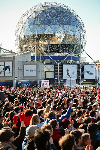 Olympics, crowd at Sochi House, ScienceWorld