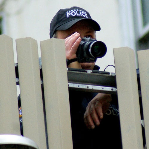 Olympics, police surveillance, camera, tent city